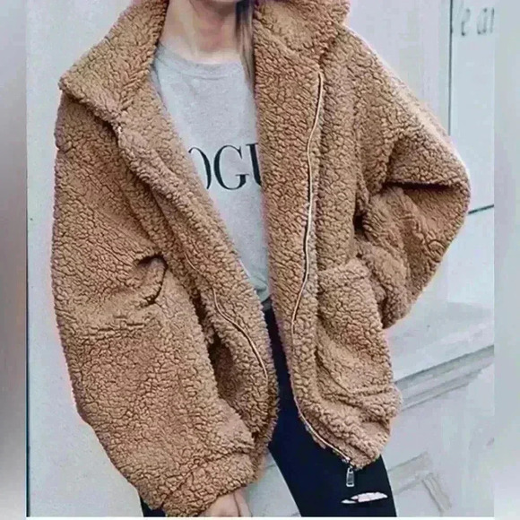 Carmel Brown Teddy Jacket  - Picture 2 of 7